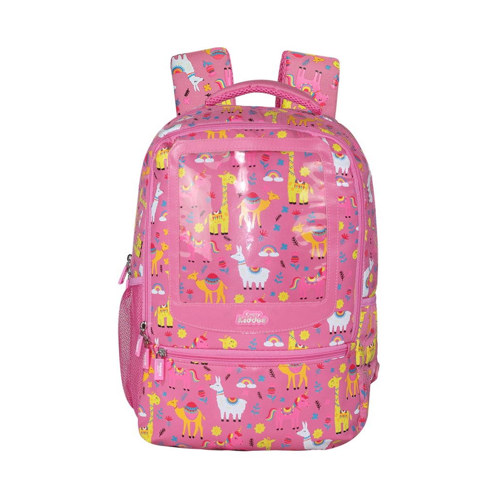 Smily Kiddos 17 inch Backpack Animal Theme | Pink