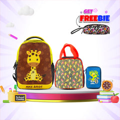 Smily Kiddos 3-in-1 School Combo Set – Yellow | School Bag, Lunch Bag & Hardtop Pencil Case | Box Packing (1 Set)