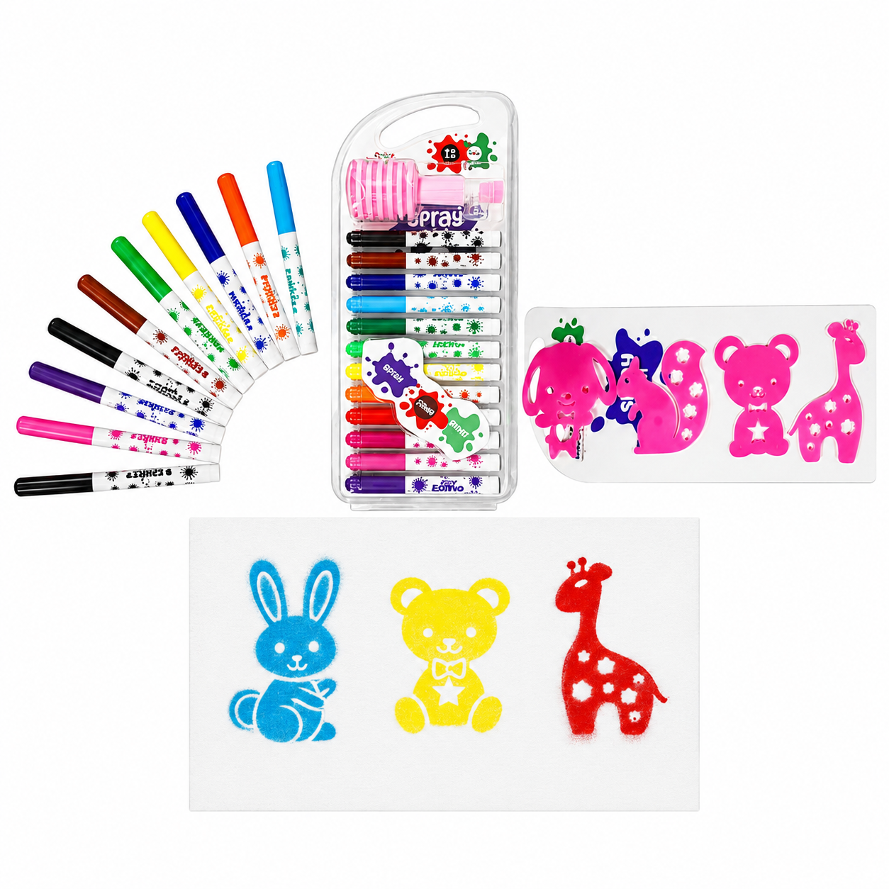 Smily Kiddos 12 Color Spray Pen Set – Creative Airbrush Art Kit for Kids