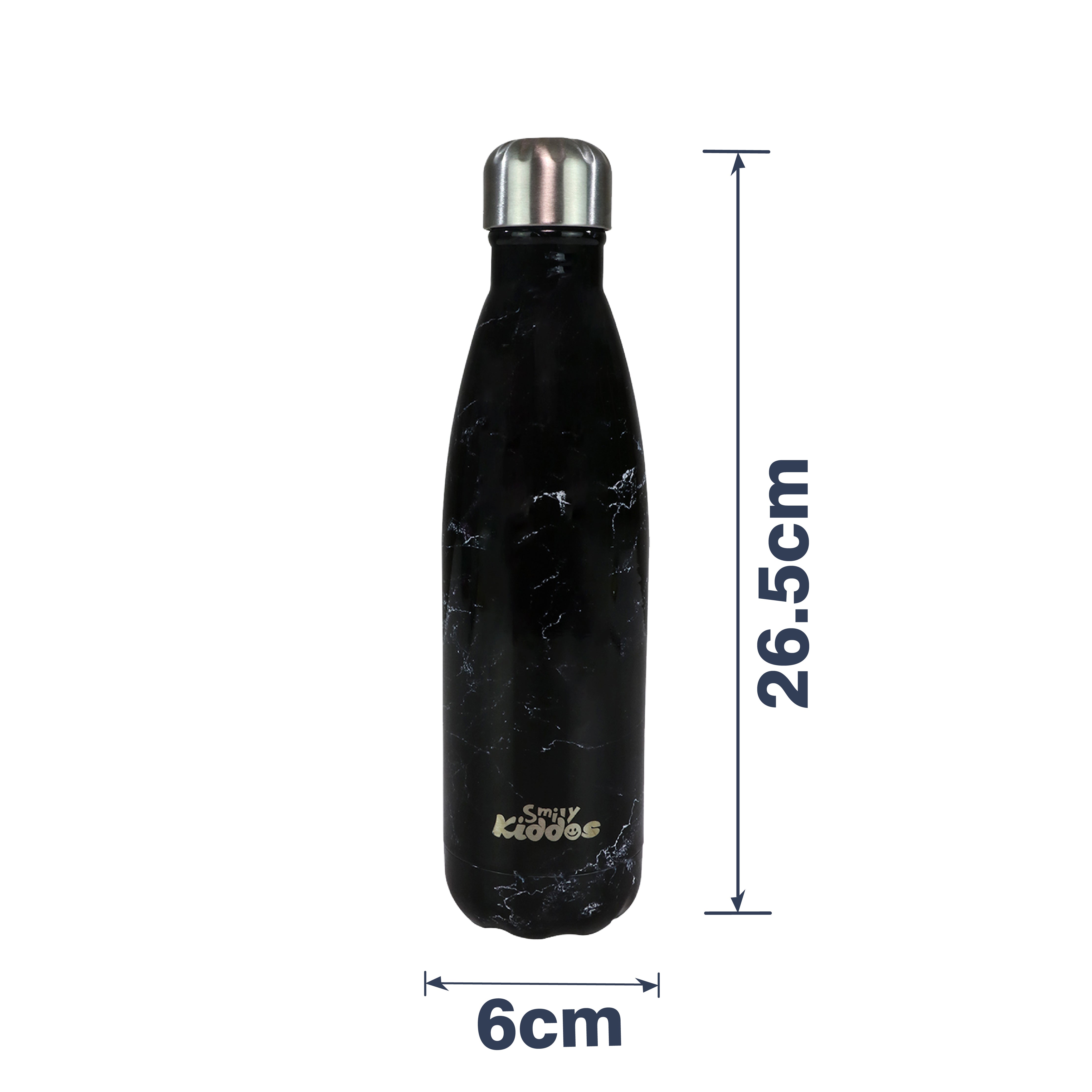 Smily Kiddos 500 ML Stainless Steel Water Bottle -  Marble Print Black