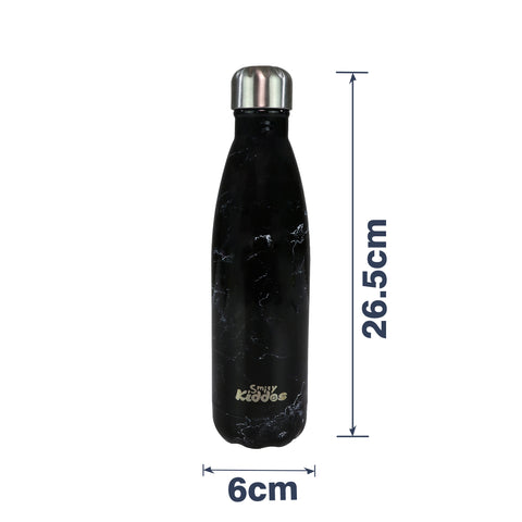 Image of Smily Kiddos 500 ML Stainless Steel Water Bottle -  Marble Print Black
