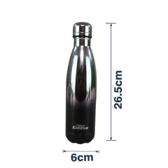 Smily Kiddos 500 ML Stainless Steel Holographic Water Bottle - Glossy Silver Black