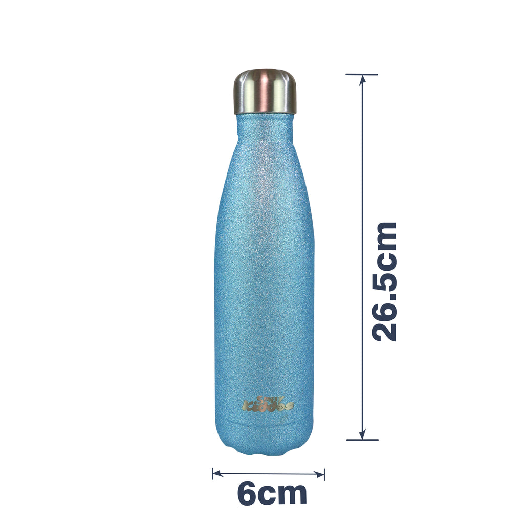 Smily Kiddos 500 ML Stainless Steel Water Bottle  - Glitter Light Blue