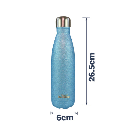 Image of Smily Kiddos 500 ML Stainless Steel Water Bottle  - Glitter Light Blue