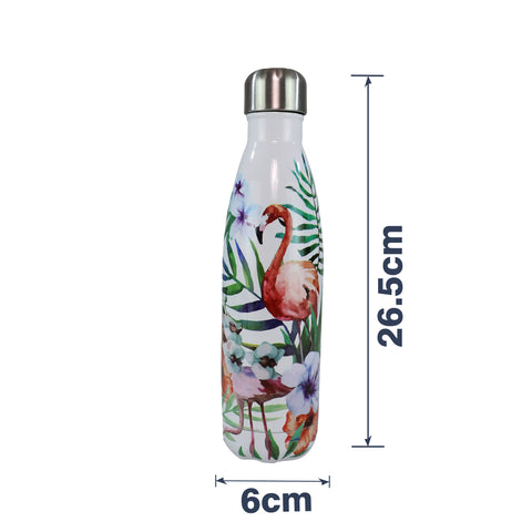 Image of Smily Kiddos 500 ML Stainless Steel Water Bottle  - Flamingo White