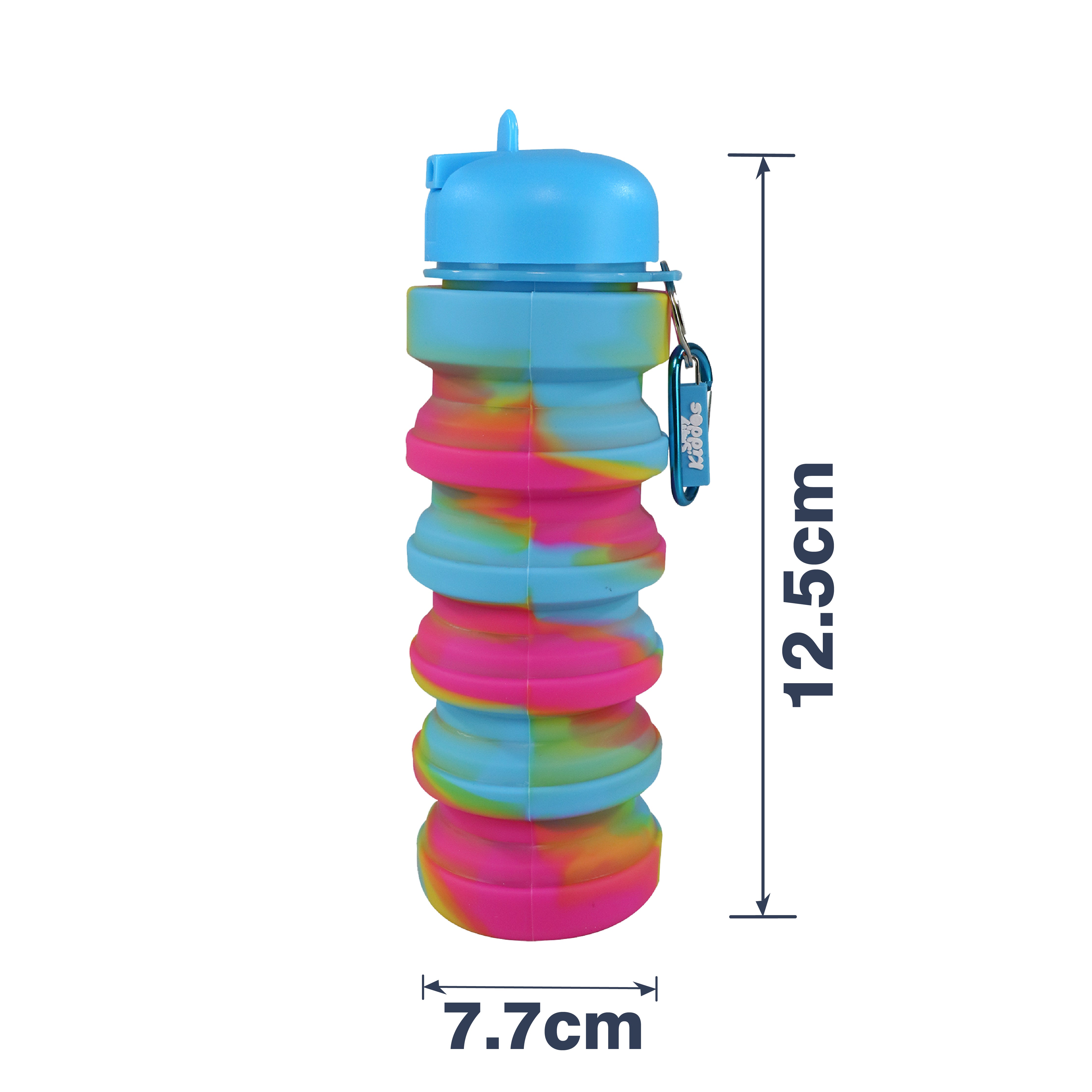Silicone Expandable & Foldable Water Bottle Light Blue dimension