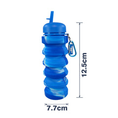 Silicone Expandable & Foldable Water Bottle Blue dimension