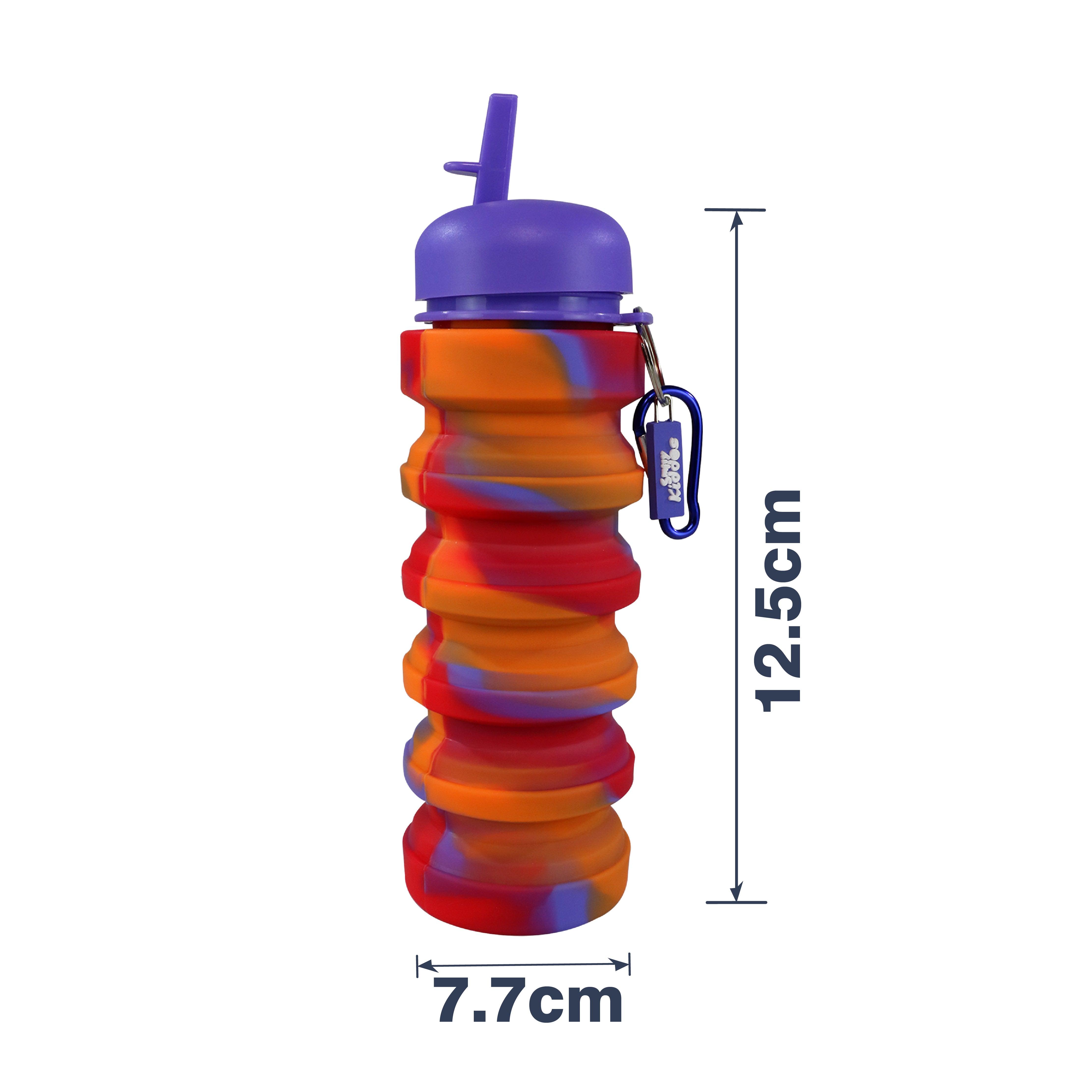 Silicone Expandable & Foldable Water Bottle Violet dimensions