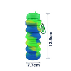 Silicone Expandable & Foldable Water Bottle Green dimension