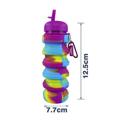 Silicone Expandable & Foldable Water Bottle Purple dimension