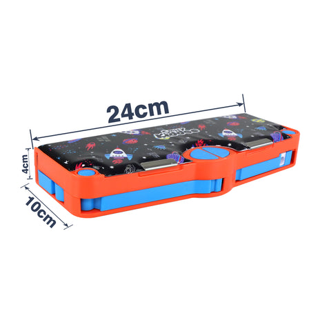 Image of Smily Kiddos Multi Functional Pop Out Pencil Box for Kids Stationery for Children - Space Theme - Black Red