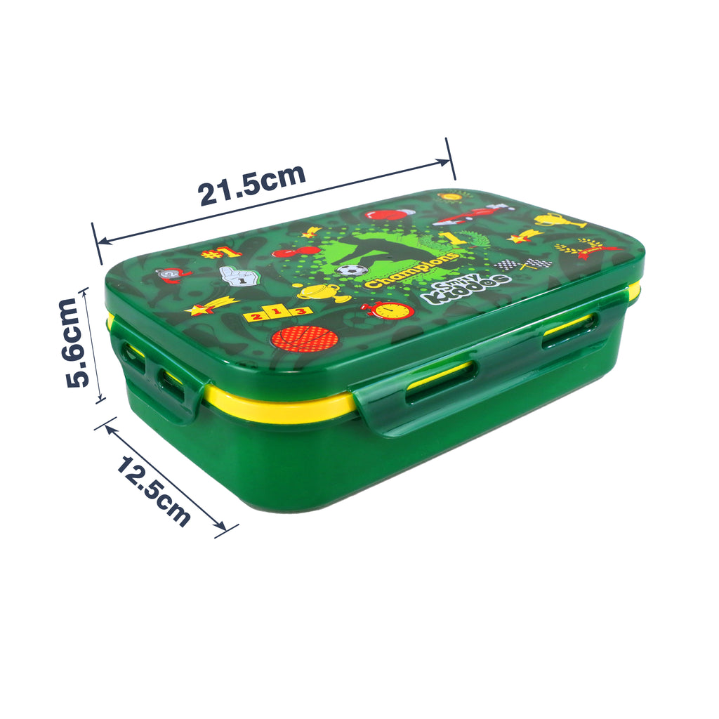 Smily Kiddos Small Brunch Stainless Steel Lunch Box - Sports Theme Green