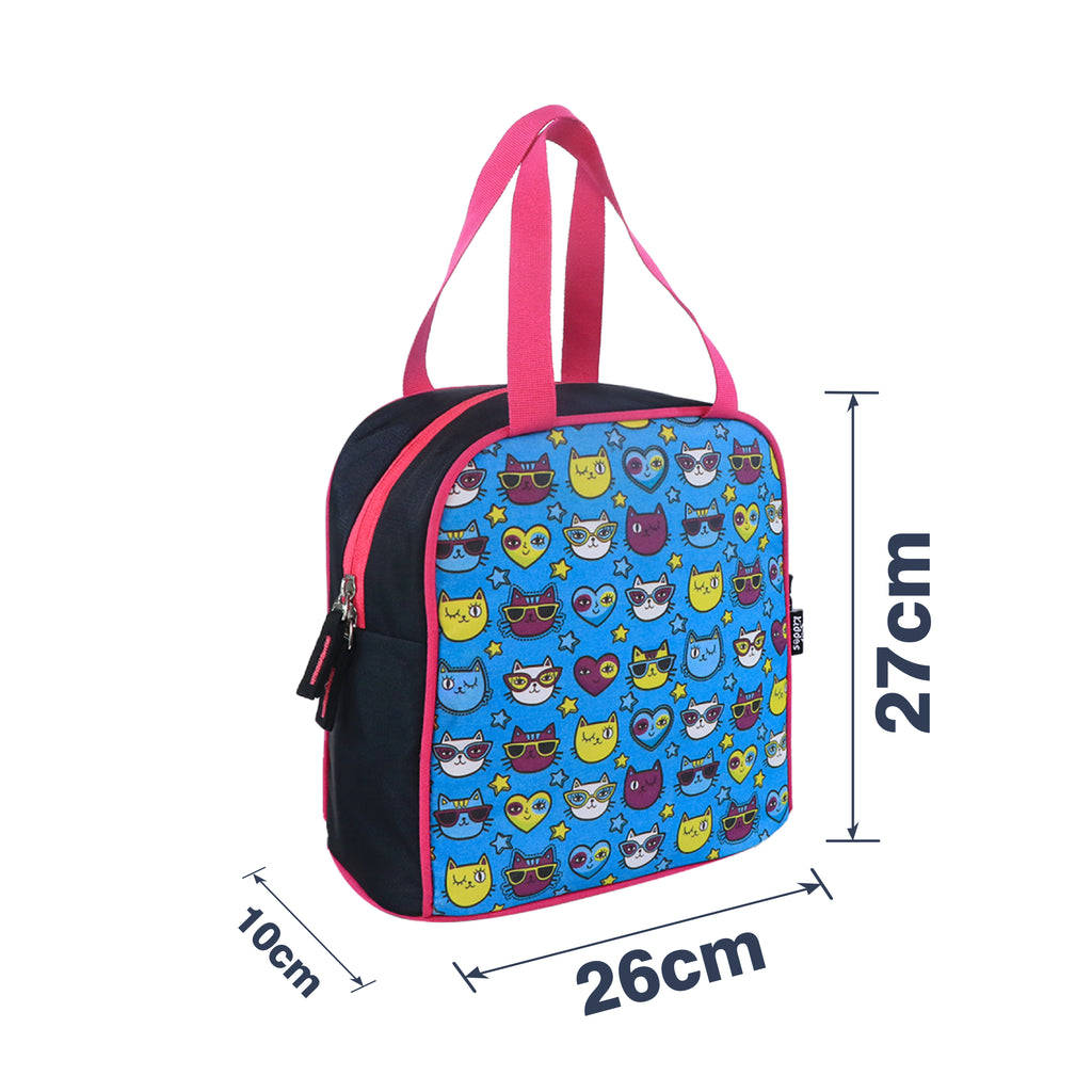 Smily kiddos joy lunch bag-Kitty Theme - Teal Blue
