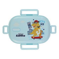 Smily kiddos Stainless Steel Skater Dino Theme Lunch Box - Light blue - medium 3+ years