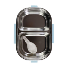 Smily kiddos Stainless Steel Skater Dino Theme Lunch Box - Light blue - medium 3+ years