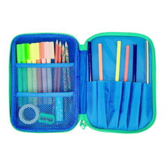 Stylish Double Compartment Pencil Case – Blue