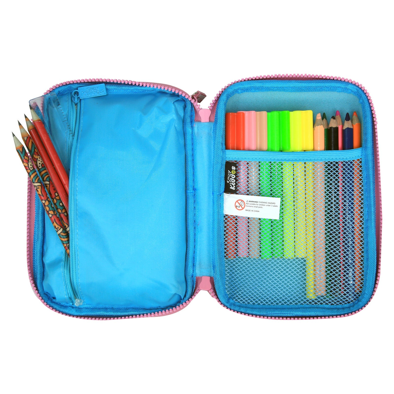Stylish Double Compartment Pencil Case – Light Blue