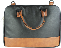 PU Leather Laptop & Messenger Shoulder Bag – Black & Tan