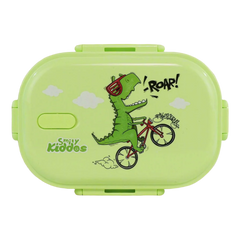 Smily kiddos Stainless Steel Roar Dino Theme Lunch Box - Green - medium 3+ years