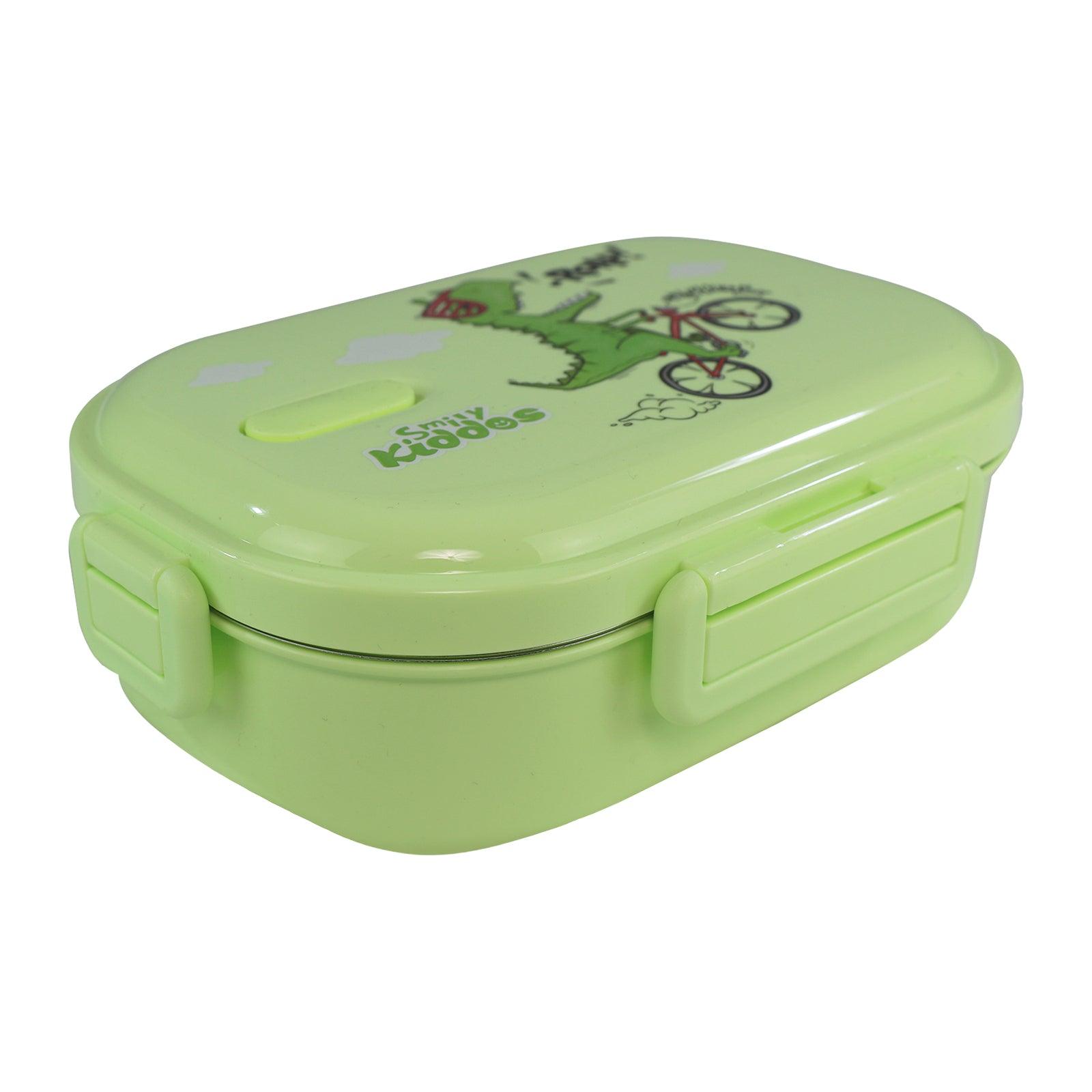 Smily kiddos Stainless Steel Roar Dino Theme Lunch Box - Green - medium 3+ years