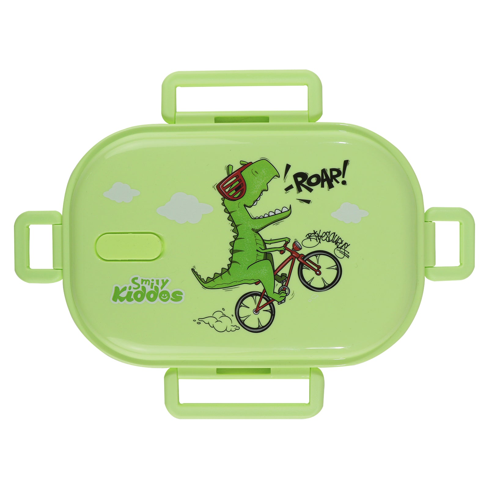 Smily kiddos Stainless Steel Roar Dino Theme Lunch Box - Green - medium 3+ years