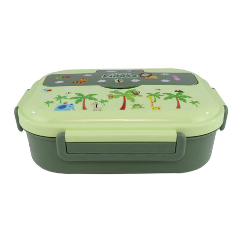 Image of Smily kiddos Stainless Wildlife Theme Lunch Box -  Green- Large