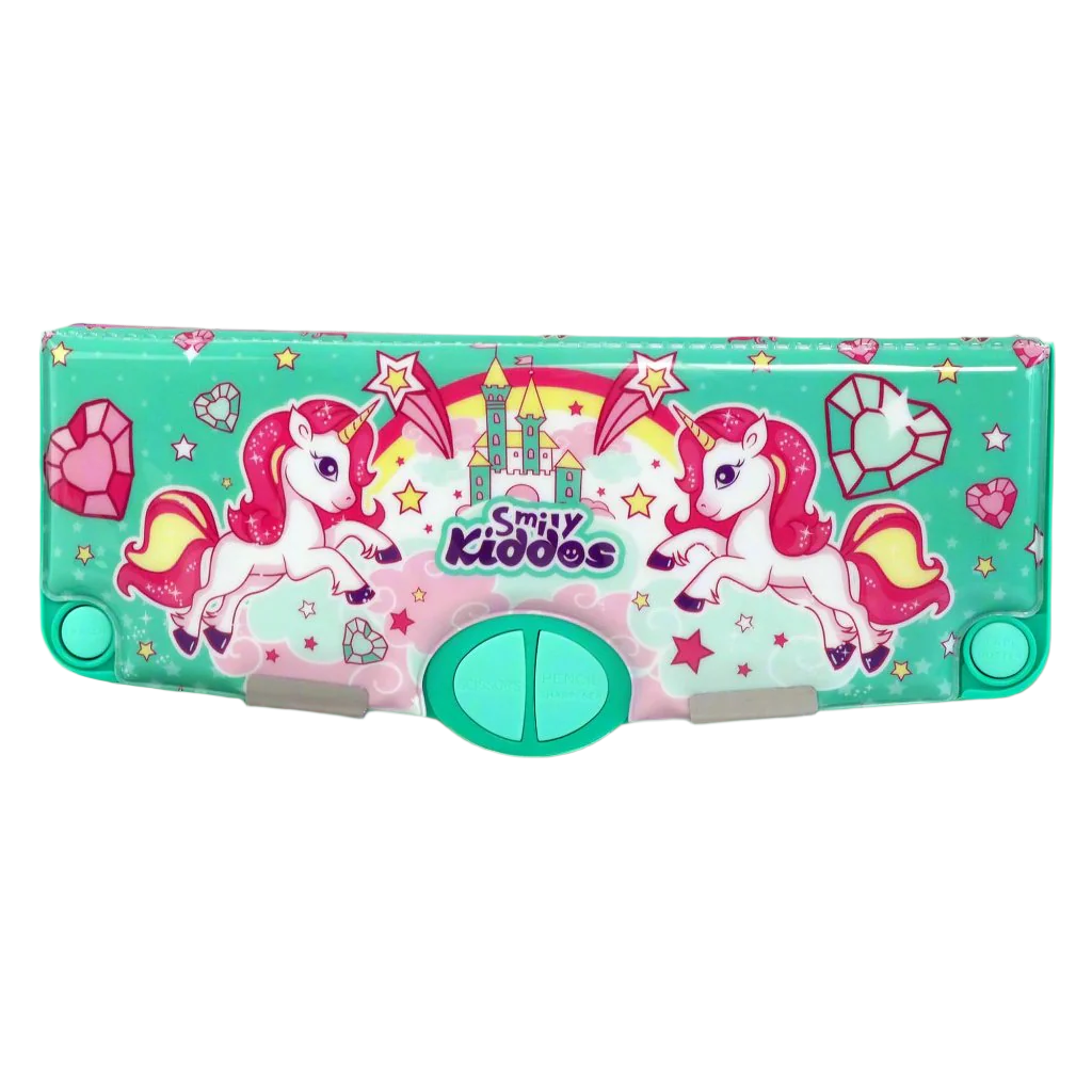 Smily Kiddos Multi Functional Pop Out Pencil Box for Kids Stationery for Children - Star Unicorn Green