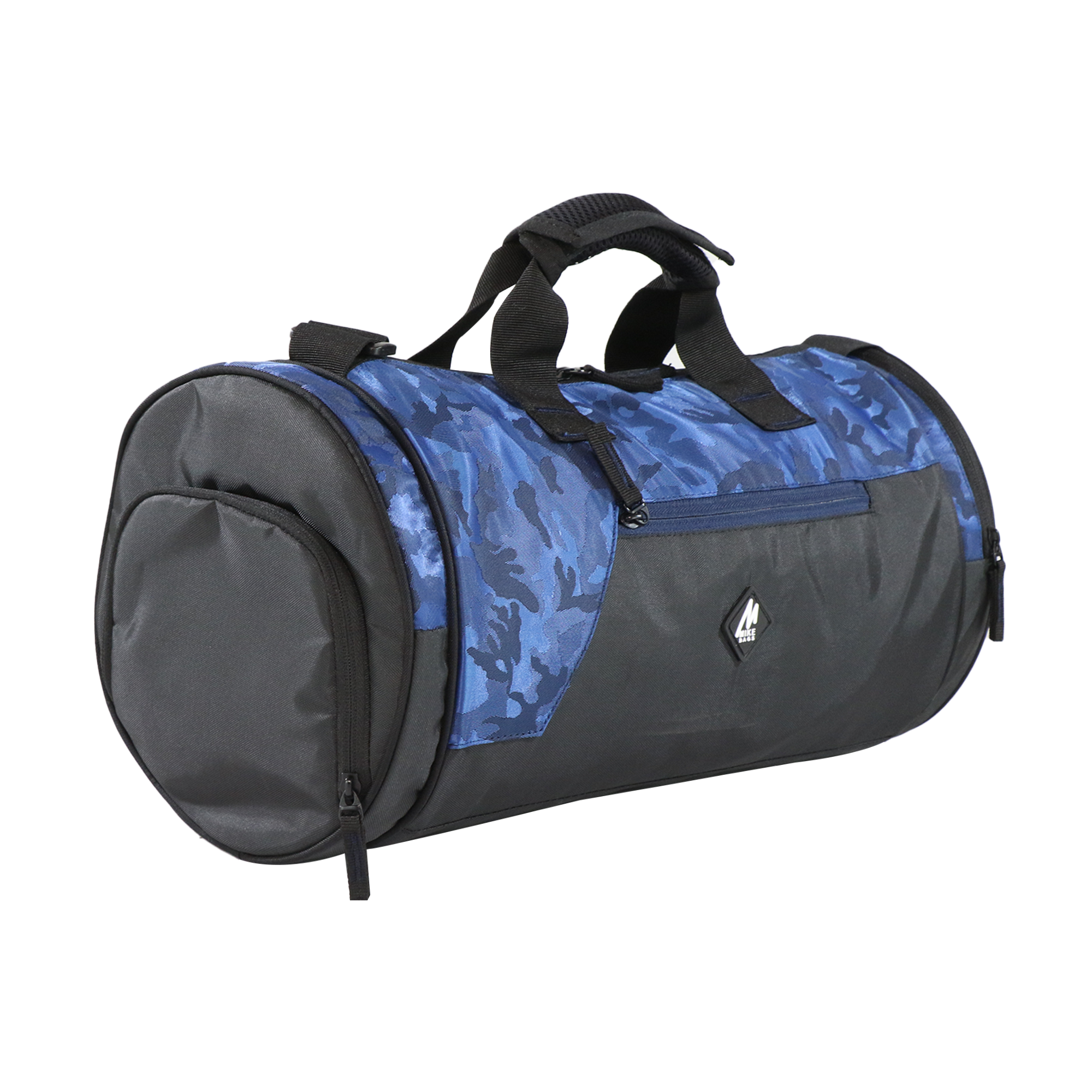 Mike Dual Tone Gym Bag With Shoe Compartment -Camo Blue