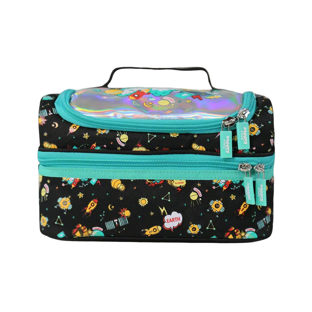 Smily Kiddos Double Decker Lunch Bag V2 Space Theme Black