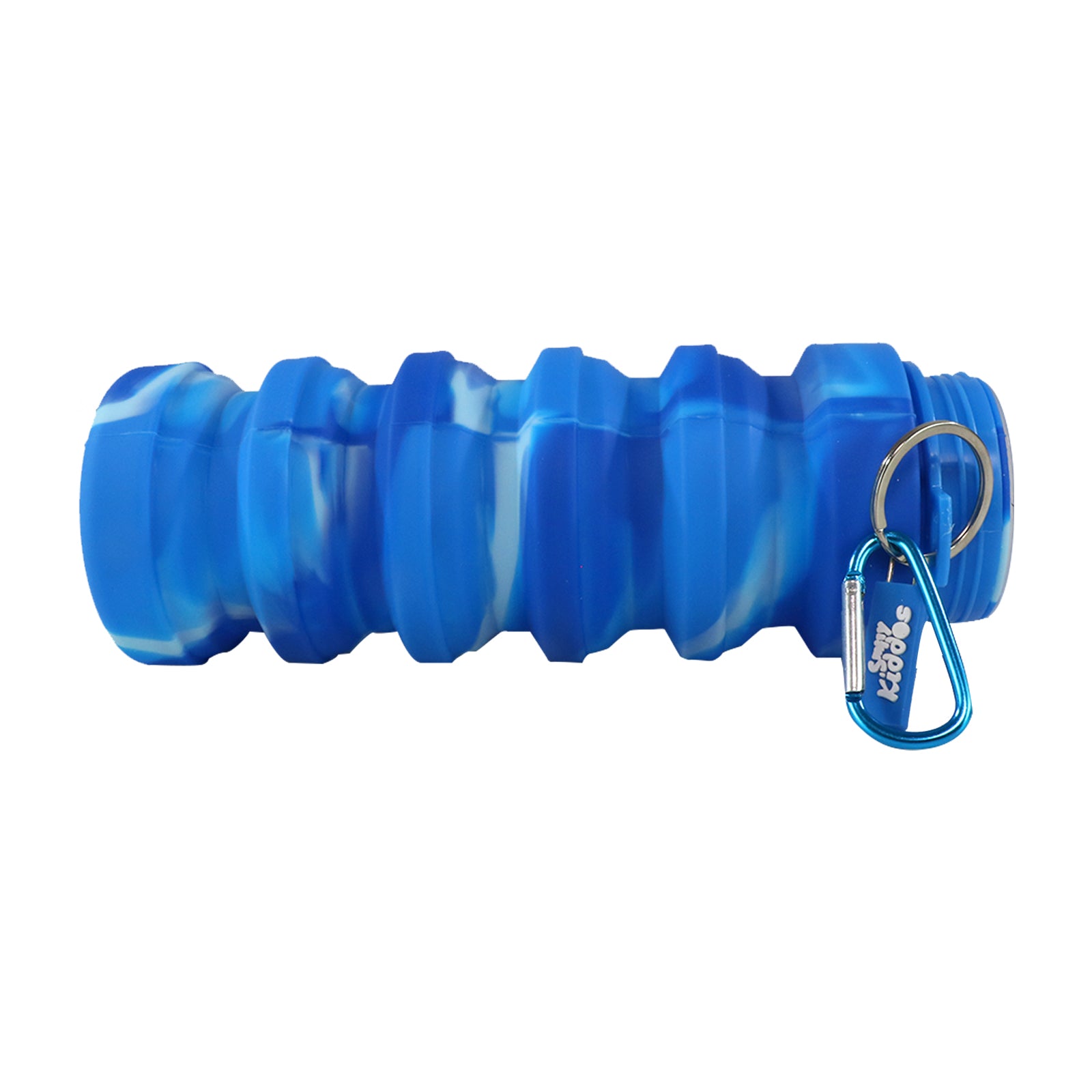 Silicone Expandable & Foldable Water Bottle Blue open bottle