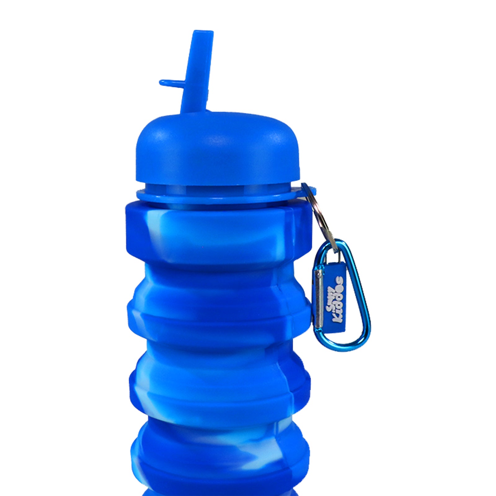 Silicone Expandable & Foldable Water Bottle Blue closed
