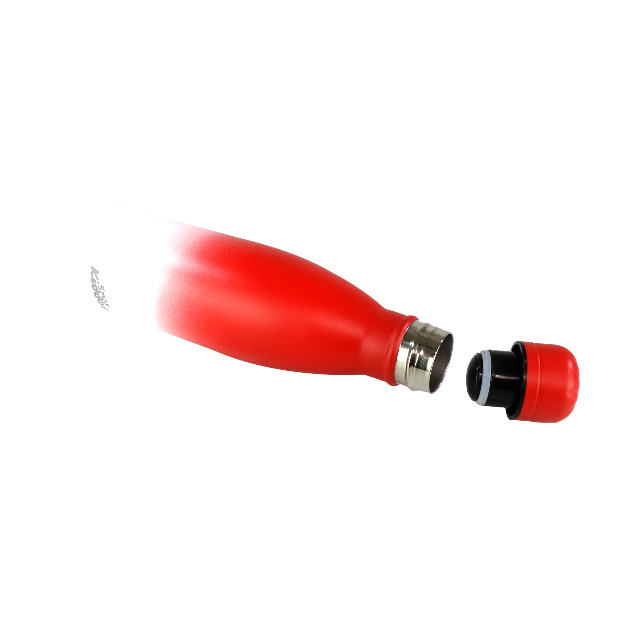 Steel Water Bottle  - Matte Red White cap open