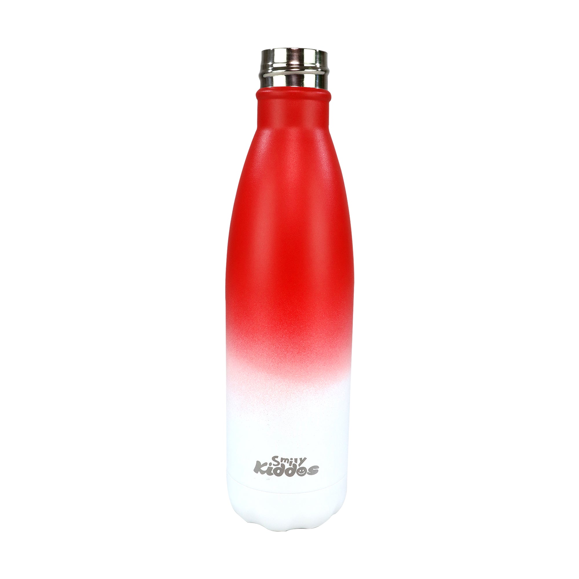 Steel Water Bottle Matte Red White cap school bottle