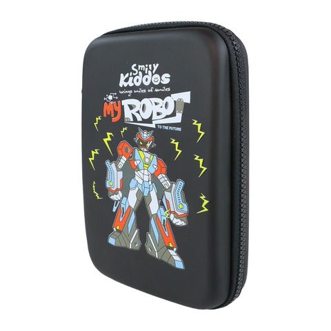 Smily Kiddos Single compartment Eva pencil case - Robot Theme Black