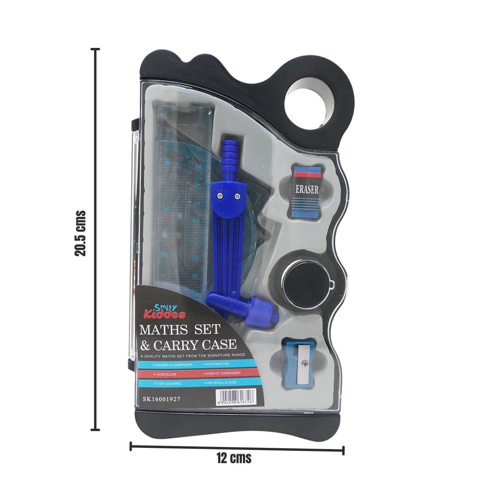 Smily Kiddos Maths Set & Carry Case – 8-in-1 Geometry Kit Blue