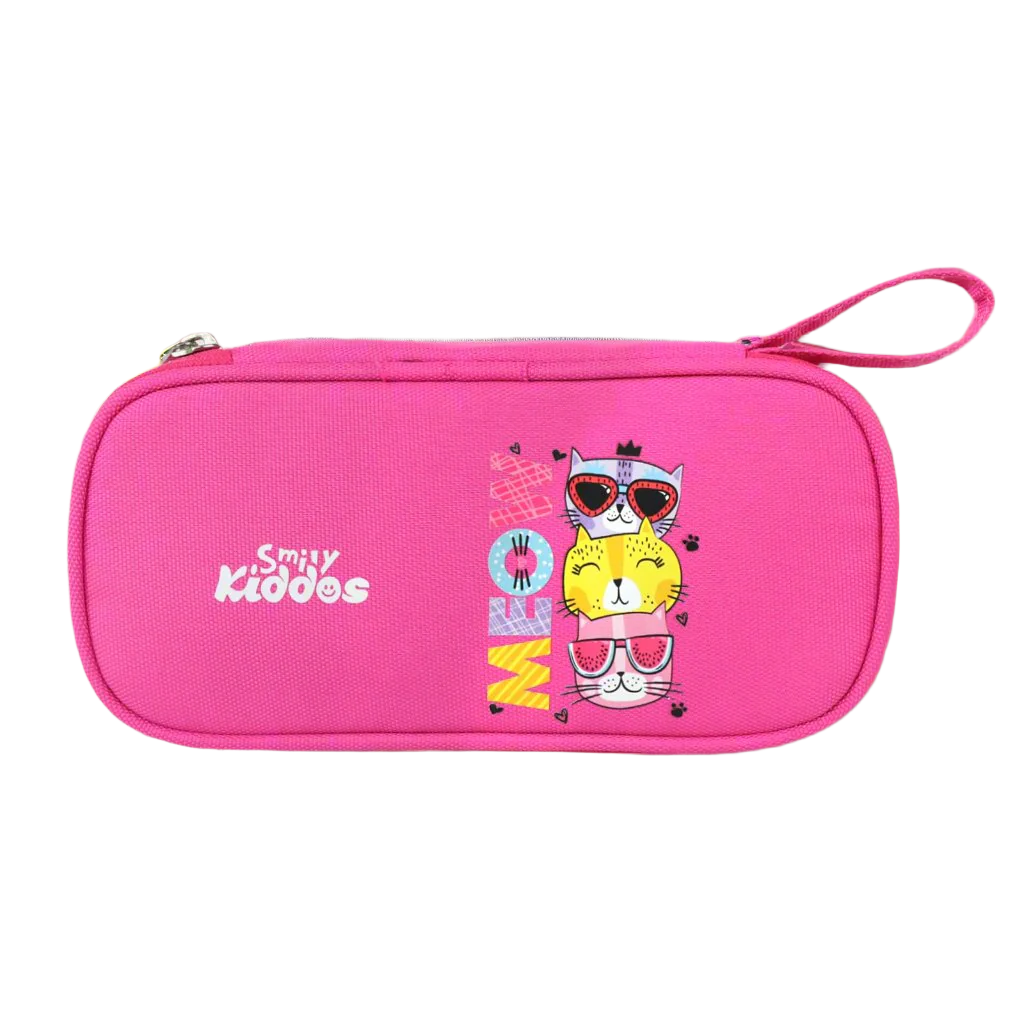 Smily Kiddos Zipper Pencil Pouch Meow Kitty Dark Pink