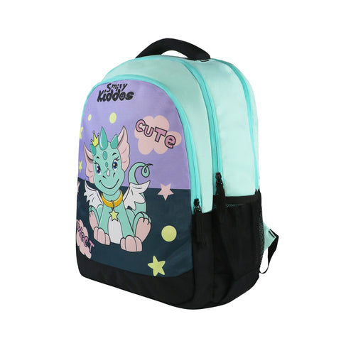 Image of Smily Kiddos 29 Ltrs Junior School Bag  - Cute Dragon- Sea Green LxWxH :45 X 33 X 20 CM