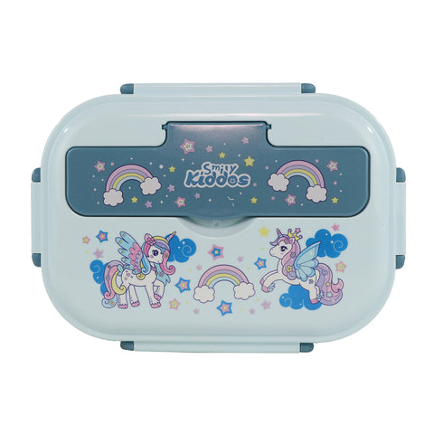 Image of Smily kiddos Stainless Unicorn Theme Lunch Box -Light Blue - Large