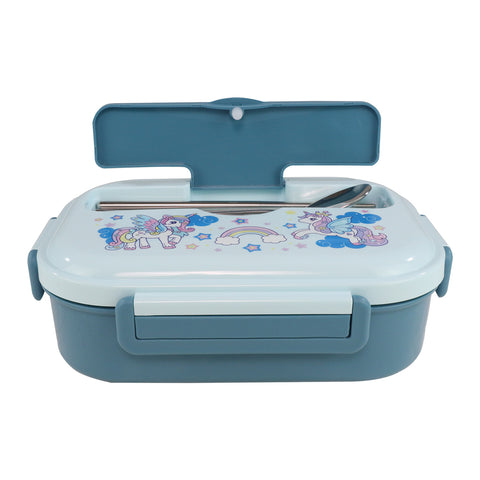 Image of Smily kiddos Stainless Unicorn Theme Lunch Box -Light Blue - Large