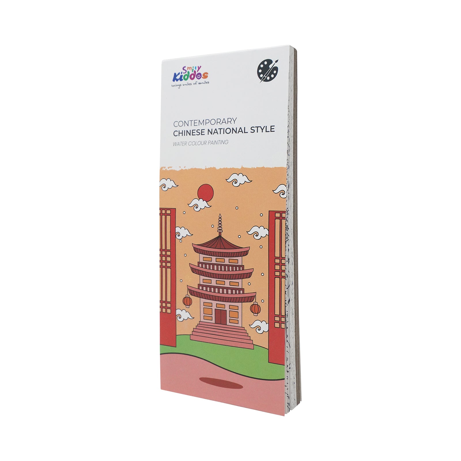 Smily Kiddos Watercolor Painting Book - Pagoda Scene (12 Pages)