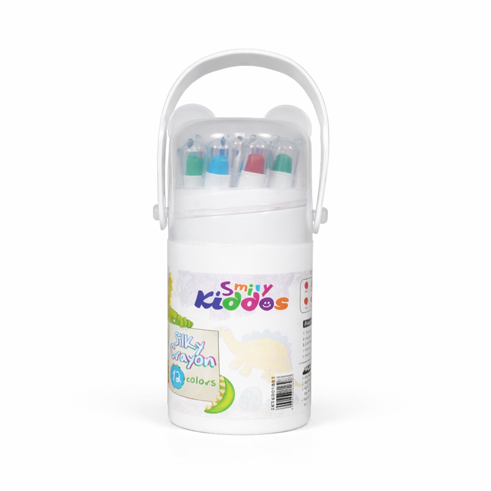 Smily Kiddos Silky Twist Crayons – 12 Smooth Colors in Cute Dino Carry Case