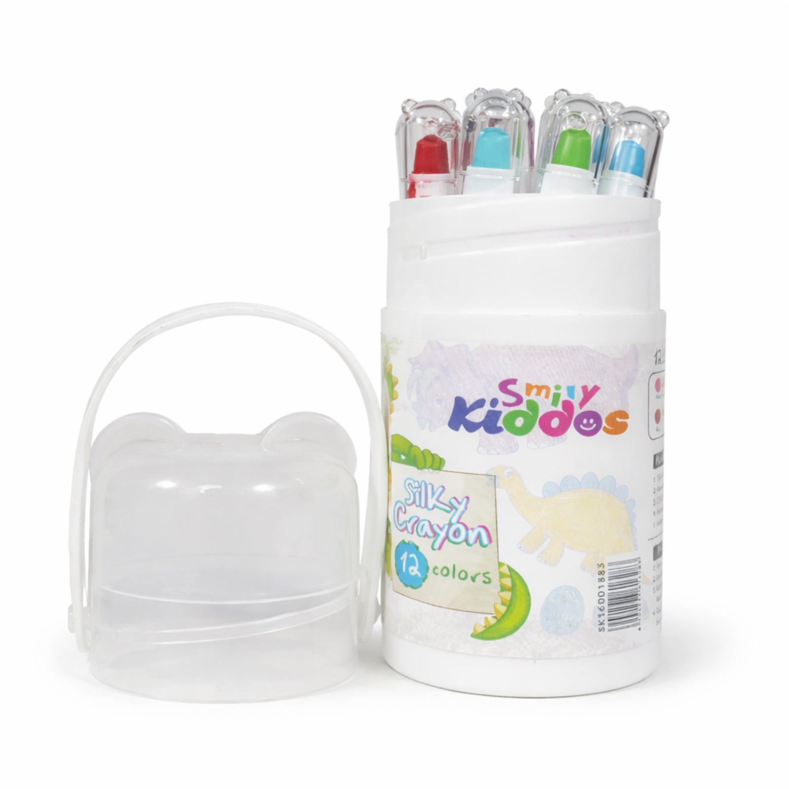 Smily Kiddos Silky Twist Crayons – 12 Smooth Colors in Cute Dino Carry Case