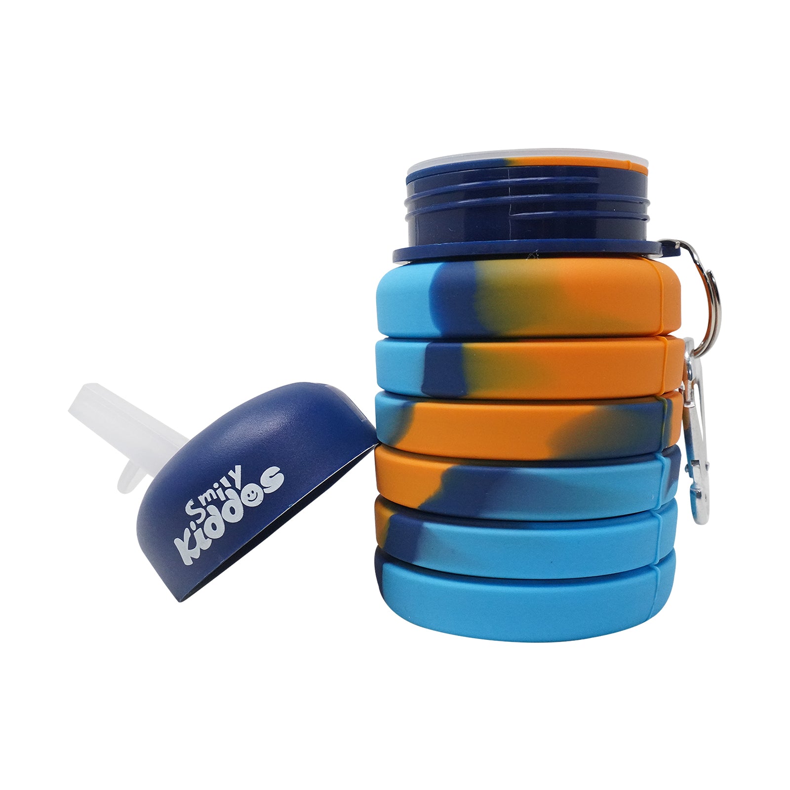 Smily Kiddos Collapsible Silicone Water Bottle – Camouflage Orange 550 mL