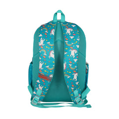 Smily Kiddos Bouncy Backpack – Sea Green | Cute Unicorn & Rainbow Print | Kids' School Bag