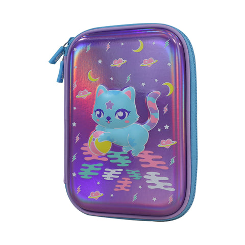 Image of Smily Kiddos Single Compartment pencil case v2 Kitty Theme Purple