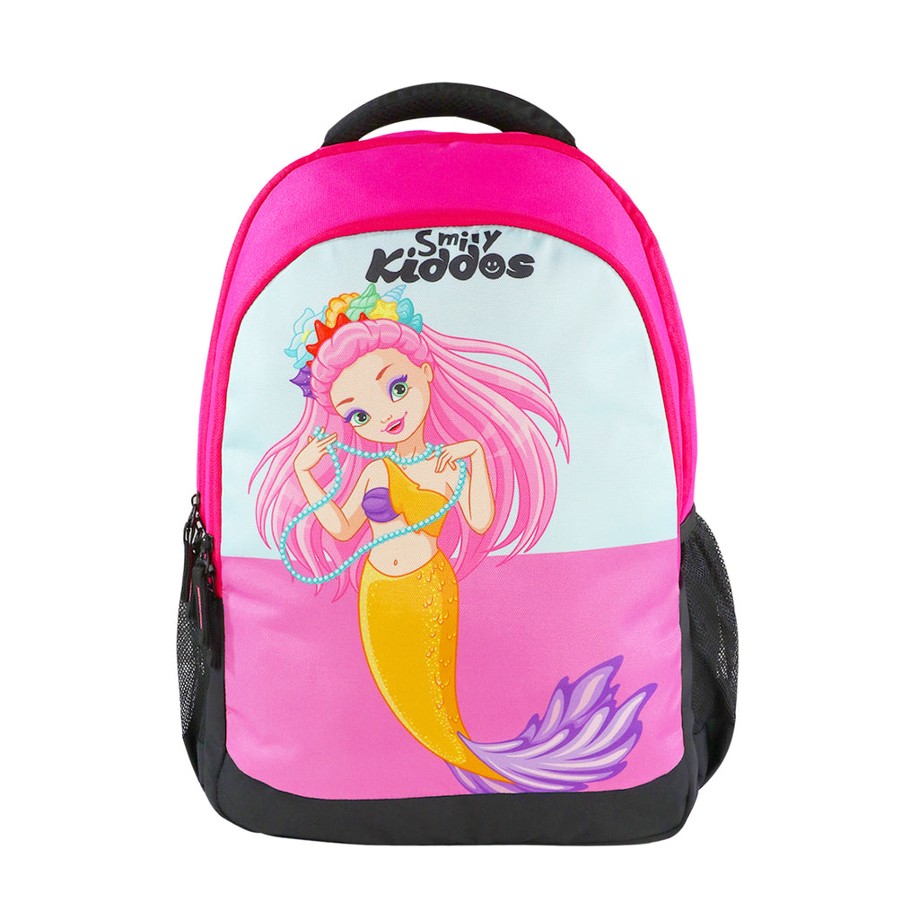 Smily Kiddos 29 Ltrs Junior School Bag  - Mermaid Theme - Dark Pink LxWxH :45 X 33 X 20 CM