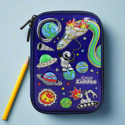 Image of Smily Kiddos Single Compartment pencil case v2 Space Theme Blue