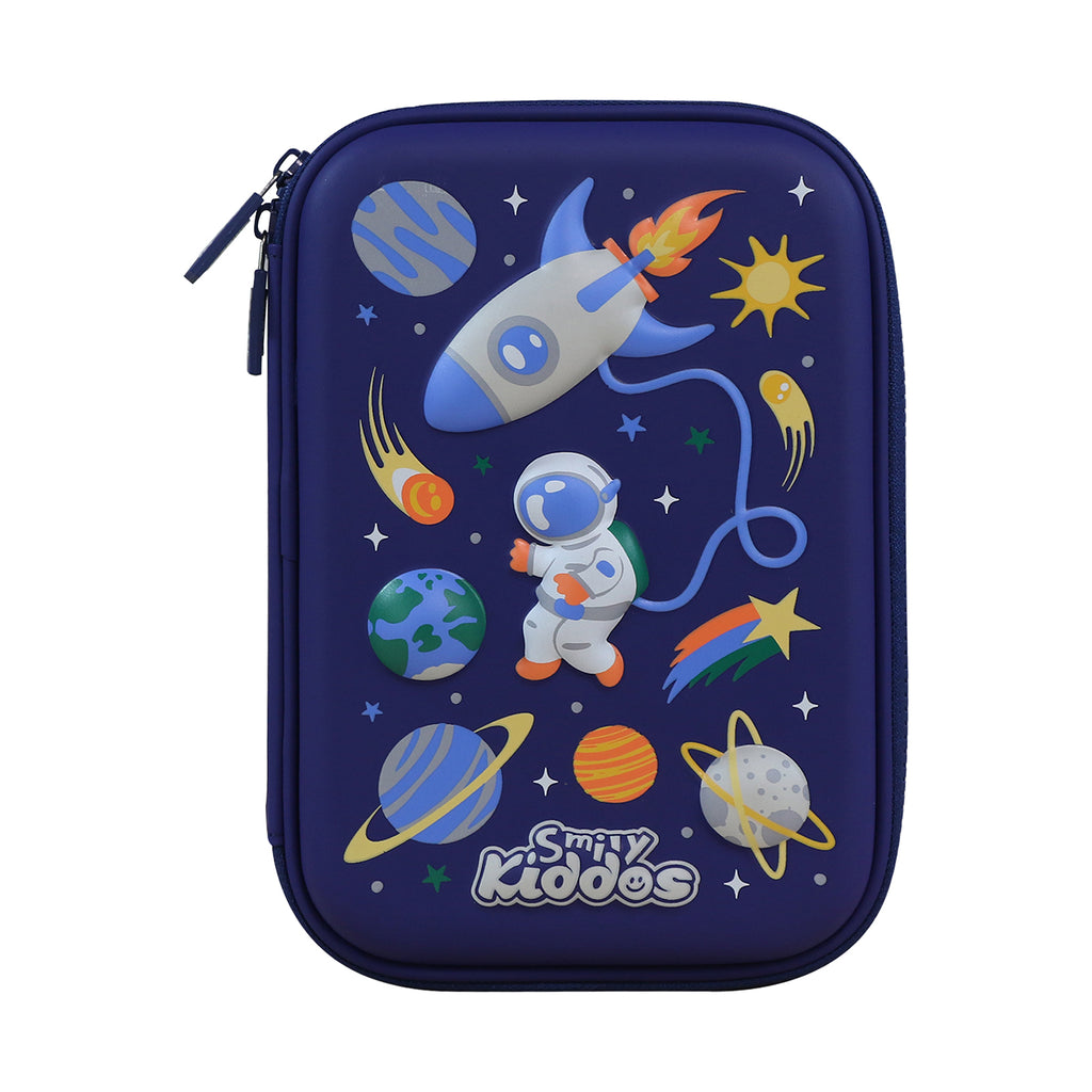 Smily Kiddos Single Compartment pencil case v2 Space planets Blue