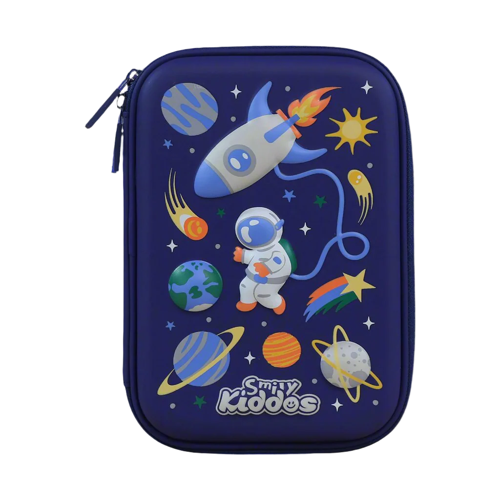 Smily Kiddos Single Compartment pencil case v2 Space planets Blue