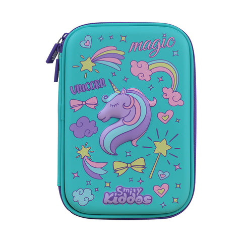 Image of Smily Kiddos Single Compartment pencil case v2 unicorn theme green